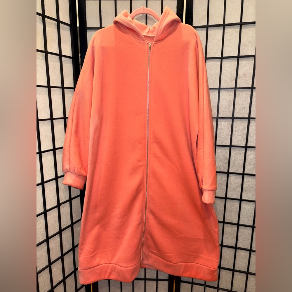 Orange Zip-Up Long Coat/Sweatshirt